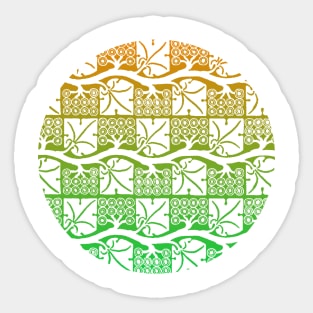 Green Gold Vintage Grapevine Pattern Sticker